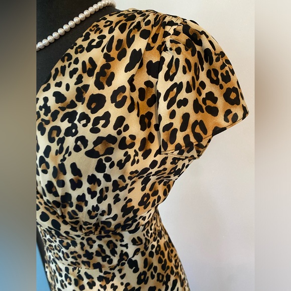 🚨😱 STOP STARING! DULCE LEOPARD WIGGLE PENCIL BODYCON PINUP RETRO DRESS - Picture 7 of 9